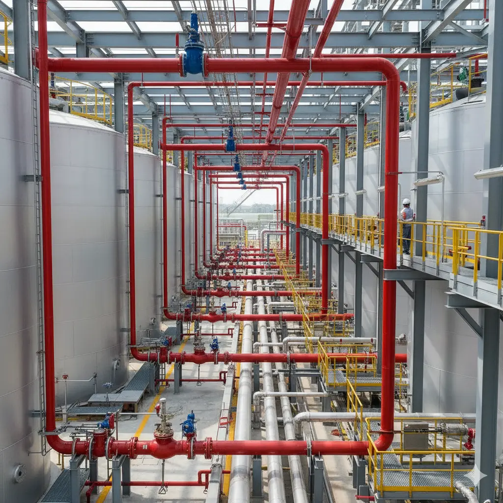 ilustrasi instalasi deluge system