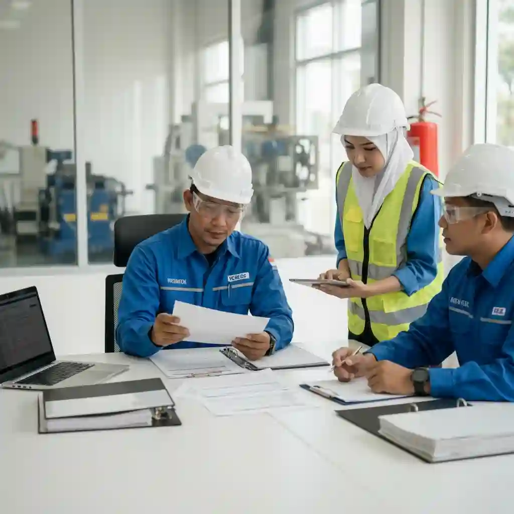 Tim K3 melakukan audit keselamatan kerja dan laporan manajemen APAR.