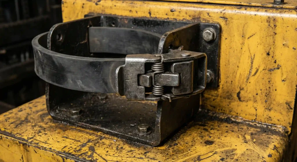 Bracket APAR tipe heavy duty dengan pengunci logam yang wajib digunakan pada unit alat berat.